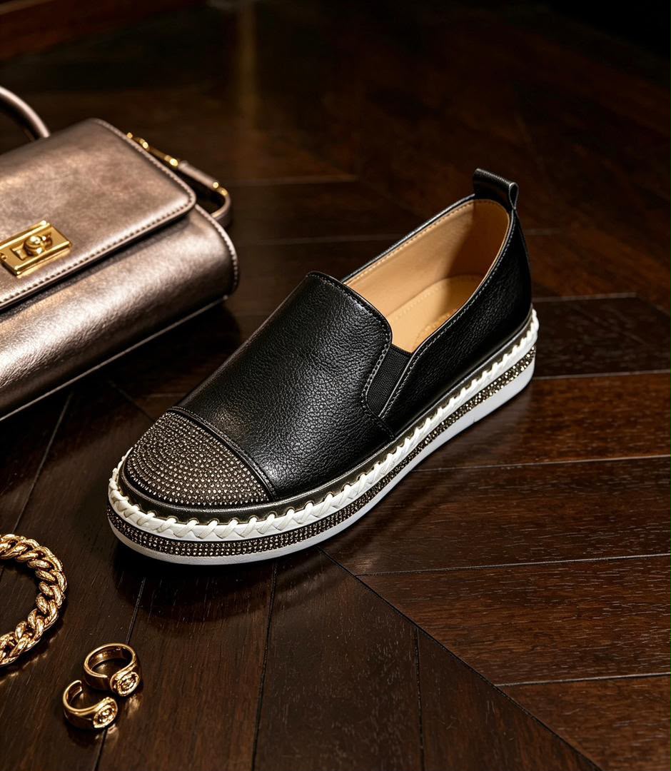 Crystal Slip-On — Black